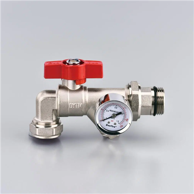 Elastīga savienojuma filtra tipa lodveida vārsts ar temperatūras un spiediena mērītāju